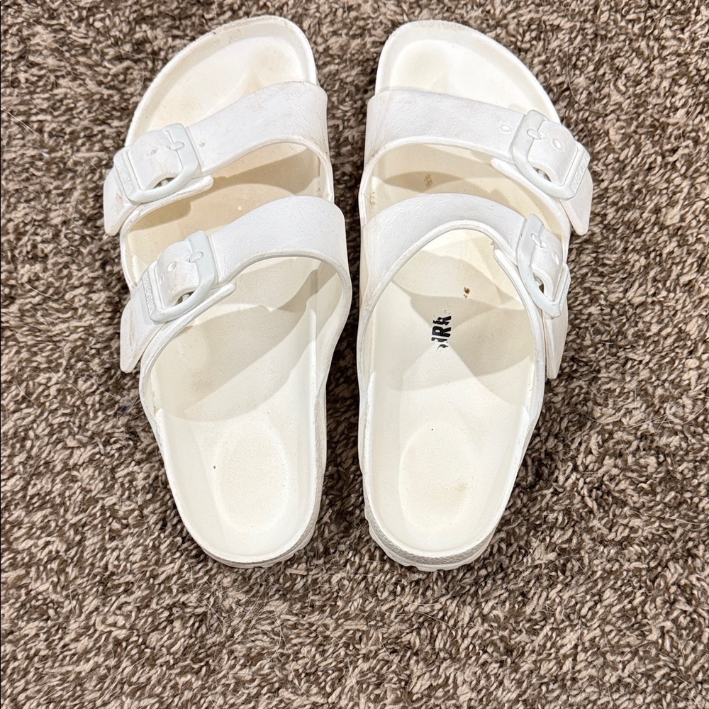 White foam Birkenstocks